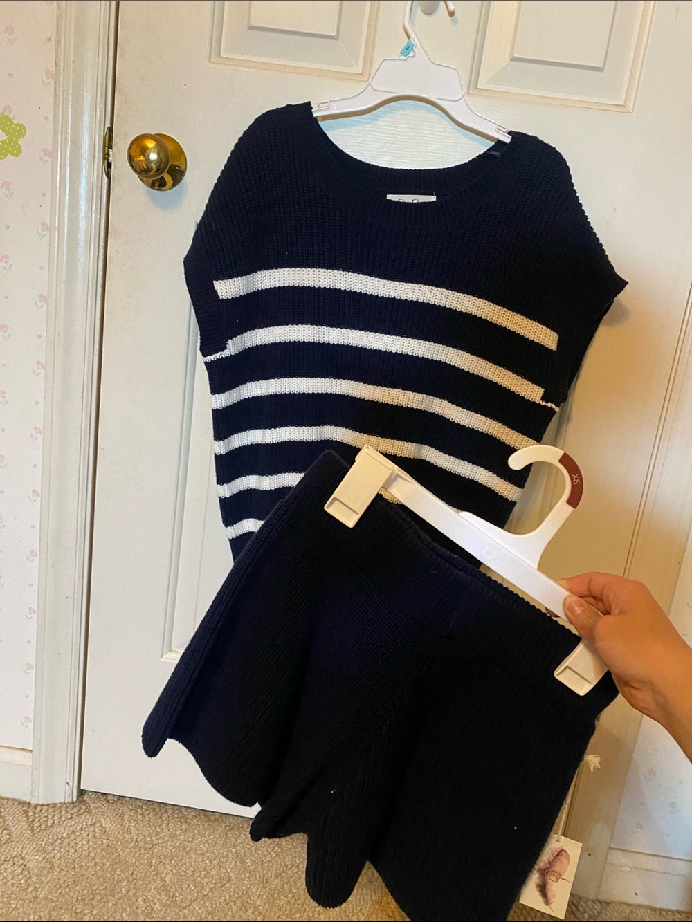 Jessica Simpson Navy Knit Top and Short Set - Ladies Small
